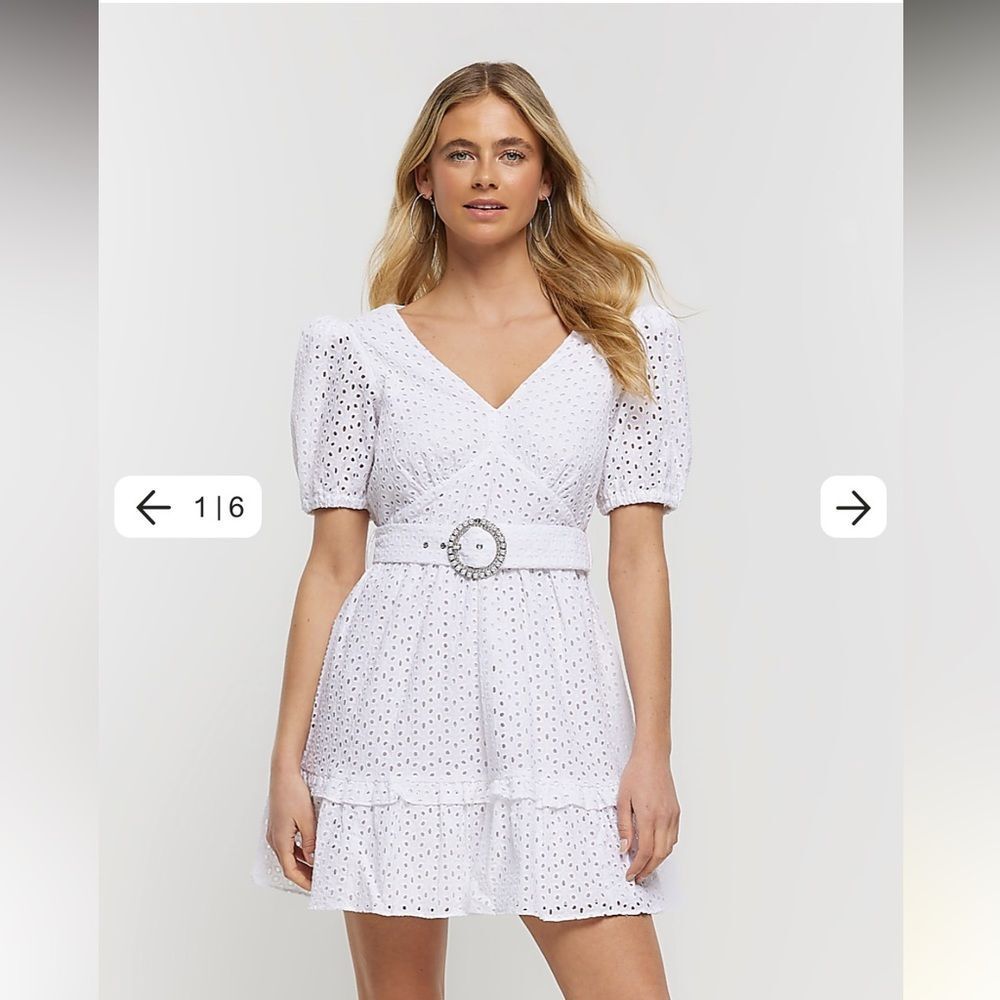 River Island Broderie Belted Minidress sz 10